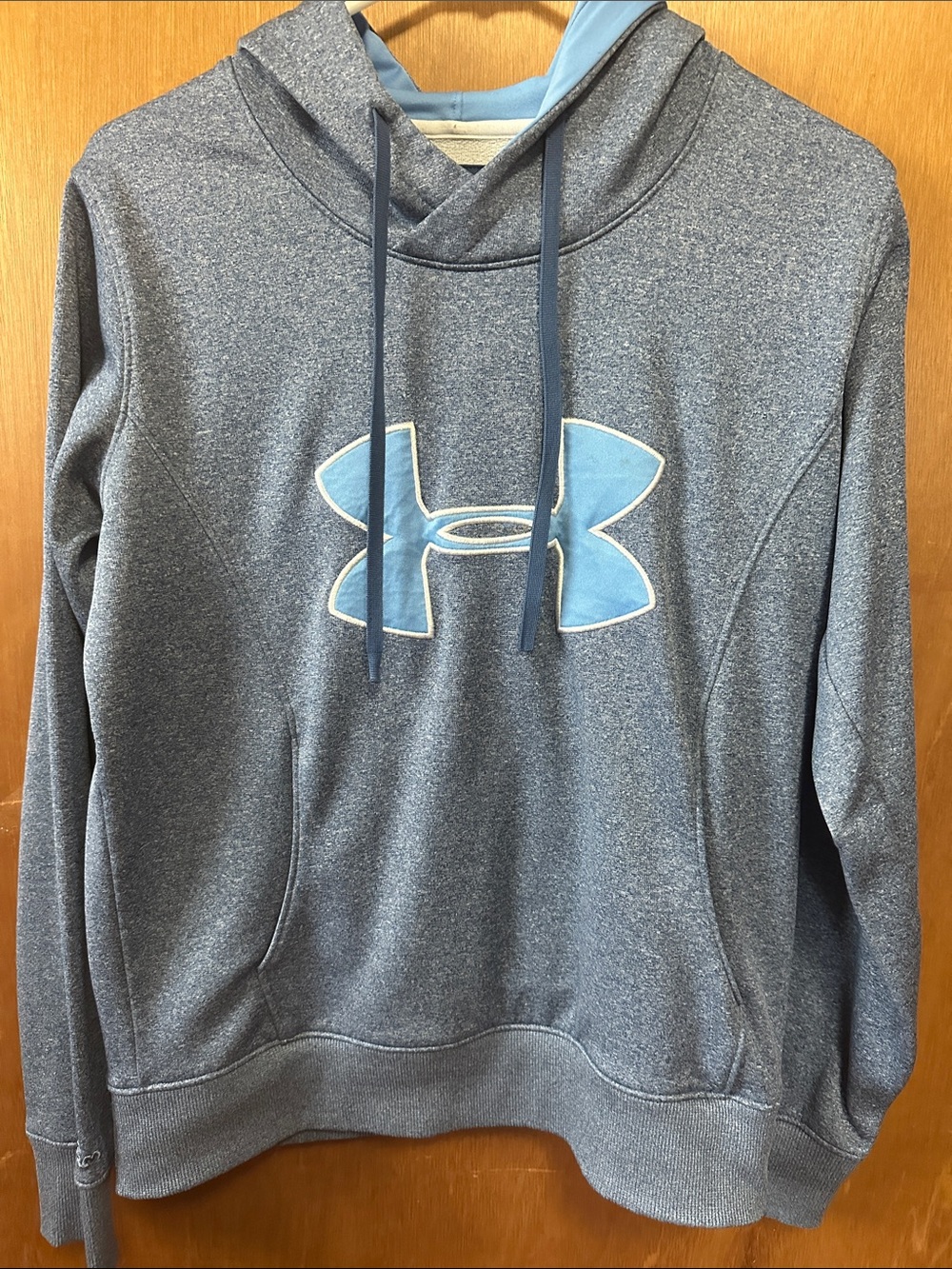 Under Armour Gray Heather Hoodie with Light Blue Logo